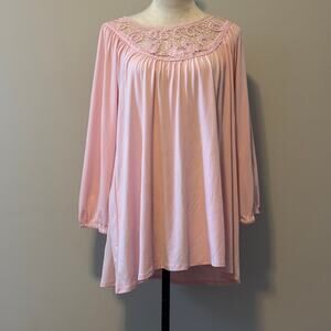 VIP Knits Boho Romantic Blush Pink Lace Peasant Tunic 14/16